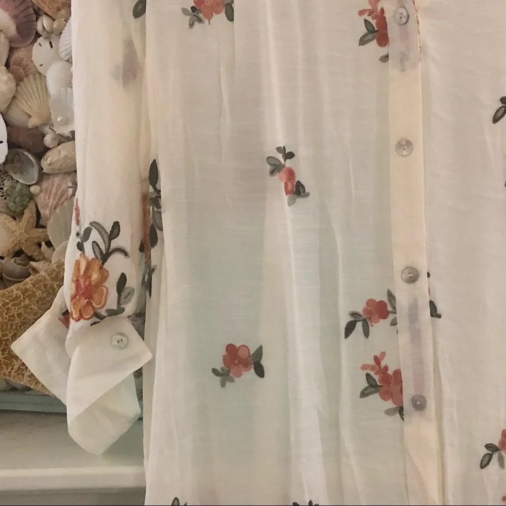 NWT Anthropologie Boho Style Embroidery Sheer Top - Picture 3 of 10